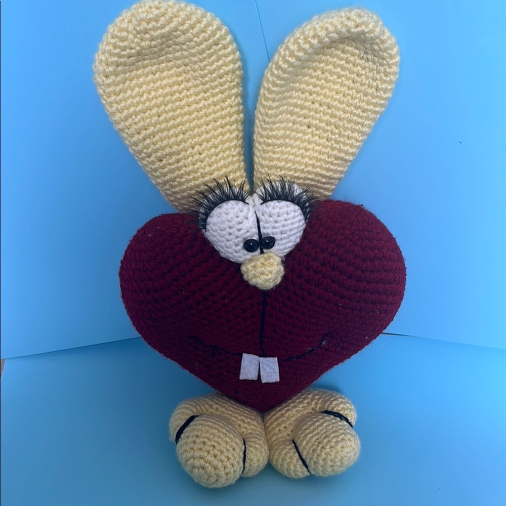 Handmade Crochet Bunny Heart Plush Toy